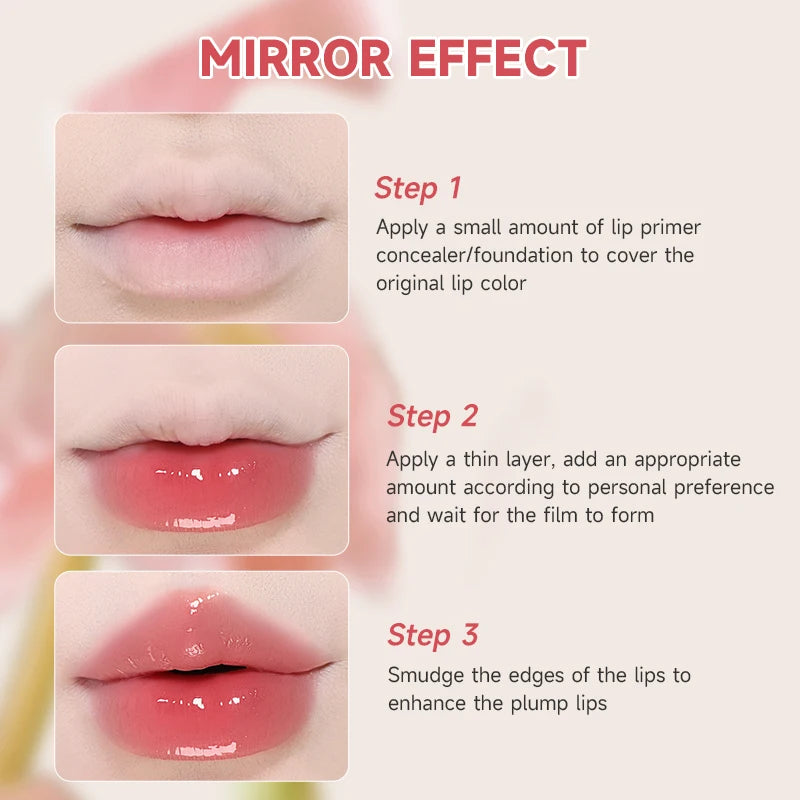 Glossy Lip Gloss, Long-Lasting Mirror Hydrating Liquid Lipstick, Waterproof, Non Stick, High Gloss,Lightweightand Silky Texture