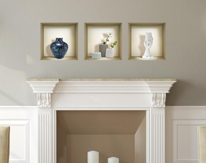 3D Niche Wall Art Decals - Set Of 3 | Easy To Apply, Stunning