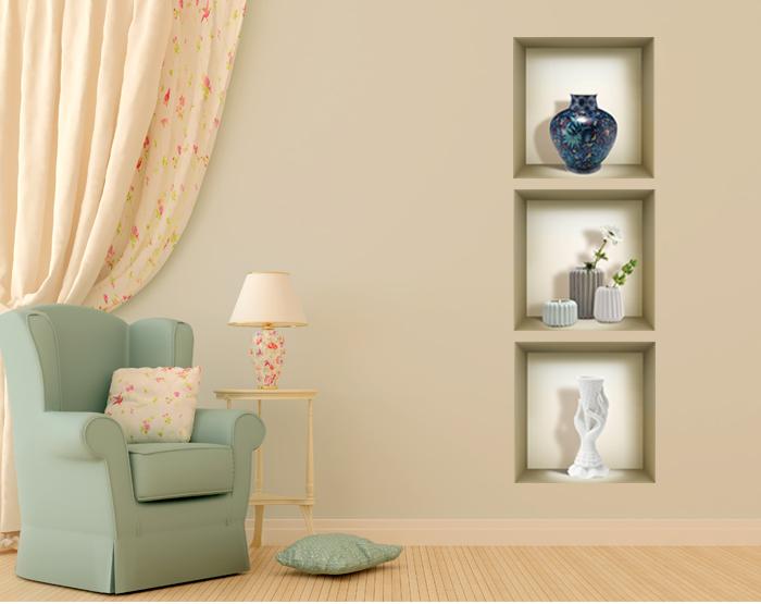 3D Niche Wall Art Decals - Set Of 3 | Easy To Apply, Stunning