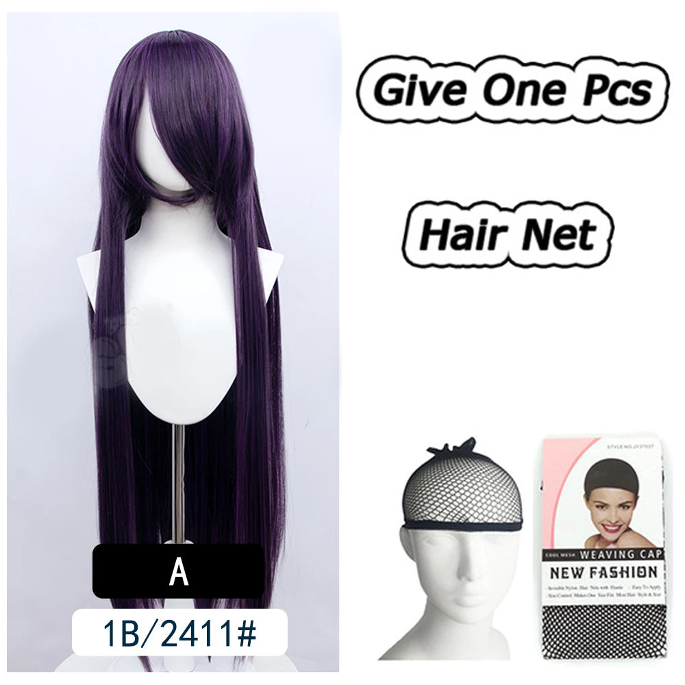 AOSI 100Cm Super Long Straight Synthetic Hair Pink Blonde Colorful Cosplay Wig with Bangs Halloween Lolita Anime Wigs for Women