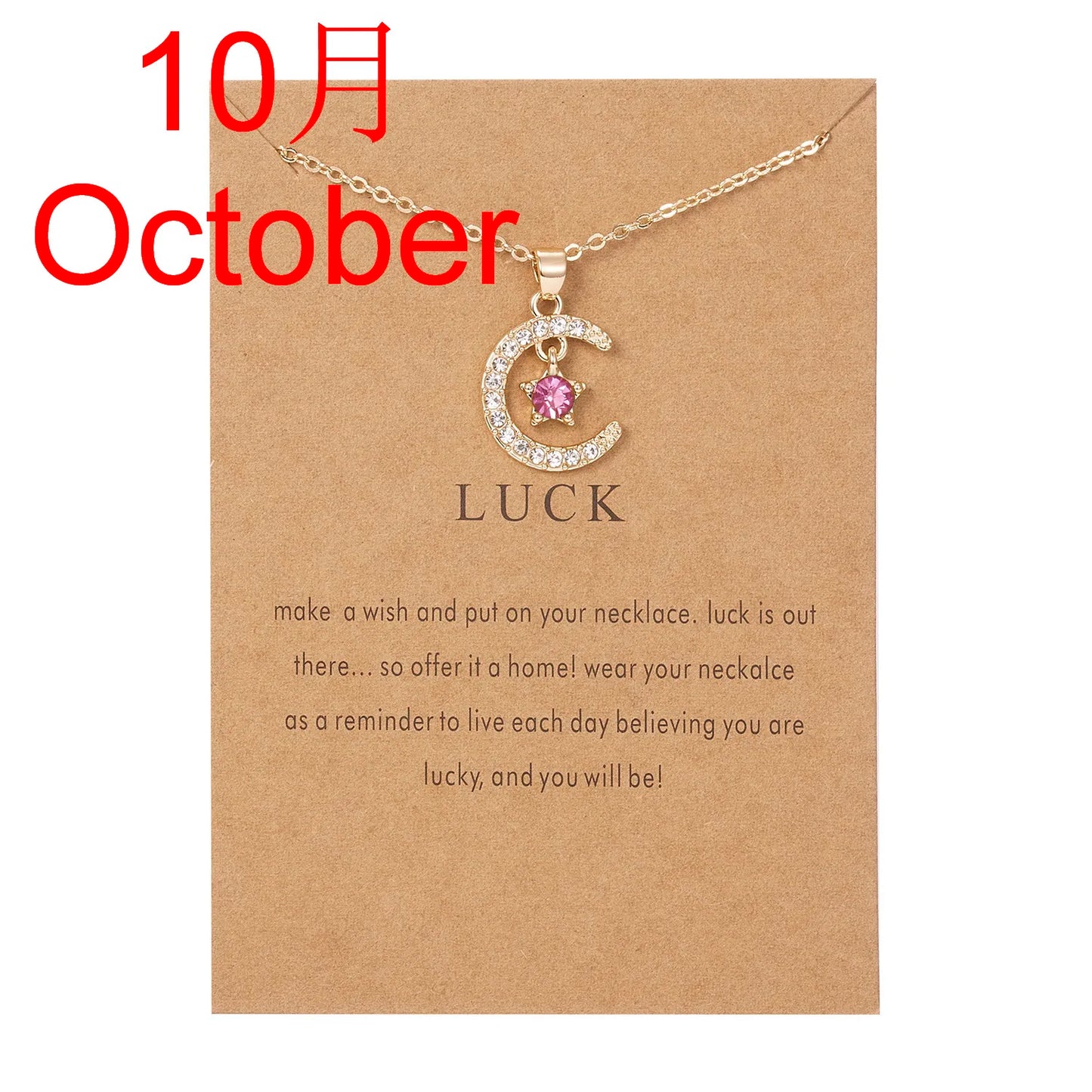 Fashion Personality Birthstone Moon Star Crystal Pendant Necklace for Women Clavicle Chain Choker Birthday Party Jewelry Gift