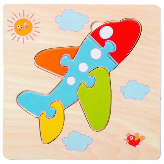 Baby Toys Wooden 3D Puzzle Cartoon Animal Vehicle Wood Jigsaw Puzzles Intelligence Montessori Educational Toys for Children