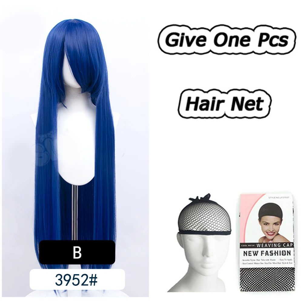 AOSI 100Cm Super Long Straight Synthetic Hair Pink Blonde Colorful Cosplay Wig with Bangs Halloween Lolita Anime Wigs for Women