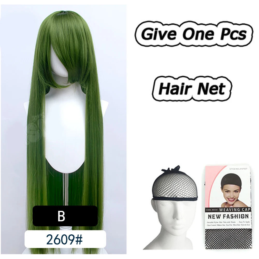 AOSI 100Cm Super Long Straight Synthetic Hair Pink Blonde Colorful Cosplay Wig with Bangs Halloween Lolita Anime Wigs for Women