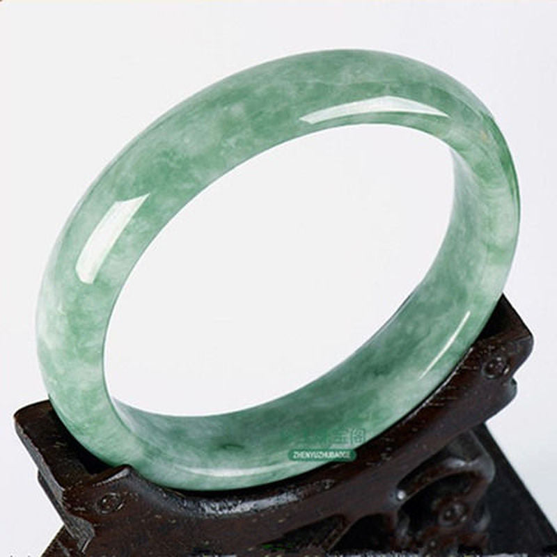 Genuine Natural White Green Jade Bangle Bracelet Chinese Hand-Carved Fashion Charm Jewelry Accessories Amulet Gifts Men Women