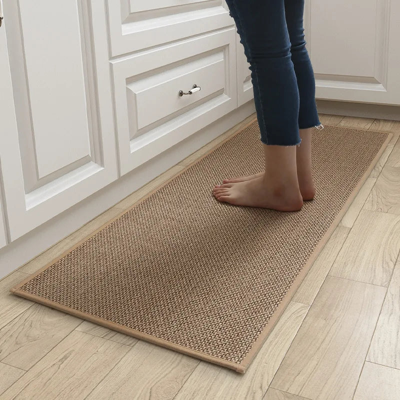 Rug Cotton and Linen Kitchen Mat Carpet Door Mat Rugs For Bedroom Water and 0il Absorbing Non-slip Dirt-resistant Waterproof