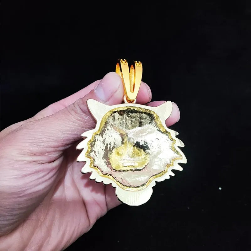 Hip Hop 3D Tiger Pendant Necklace with 13mm Crystal Cuban Chain HipHop Iced Out Bling Necklaces Men Women Fashion Charm Jewelry