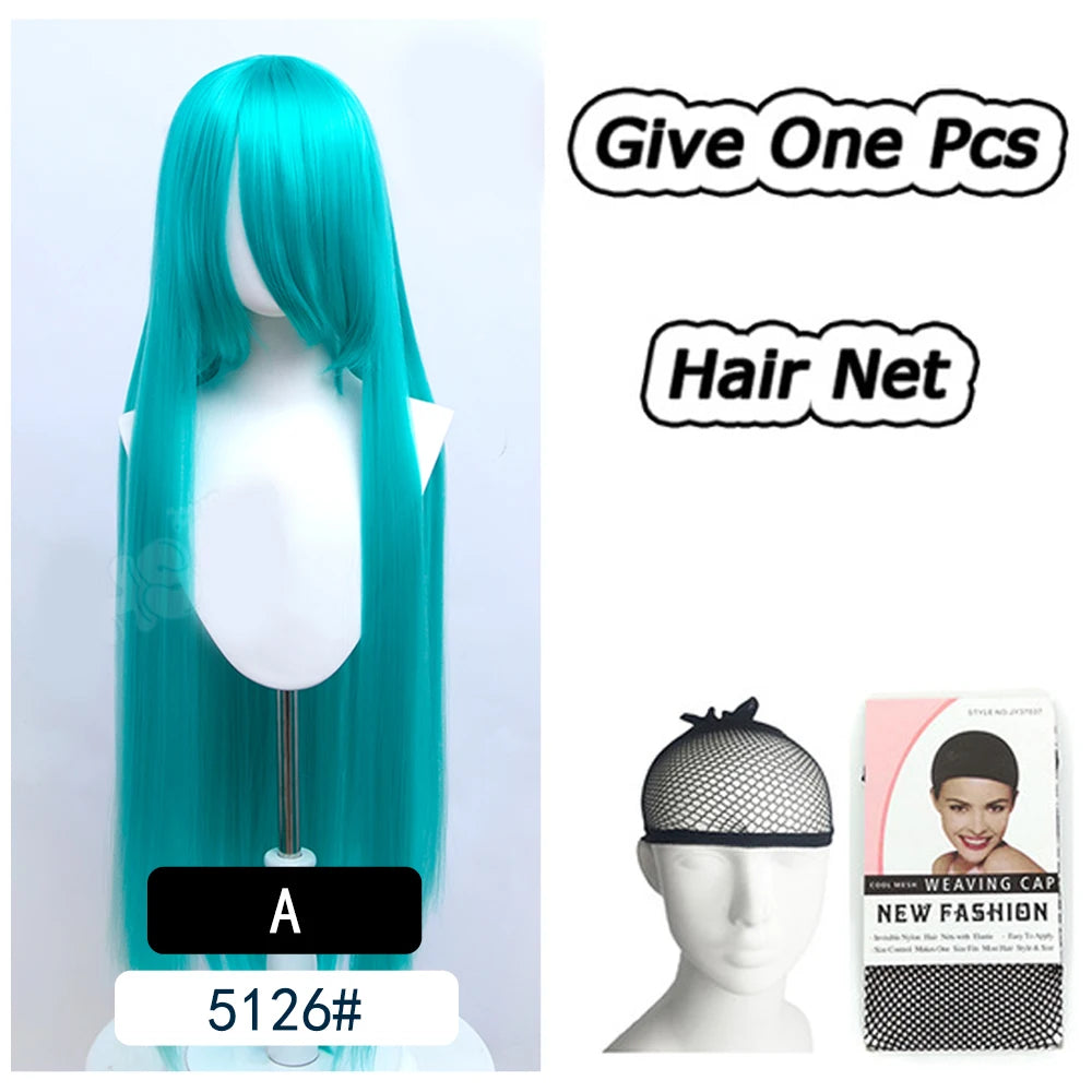 AOSI 100Cm Super Long Straight Synthetic Hair Pink Blonde Colorful Cosplay Wig with Bangs Halloween Lolita Anime Wigs for Women