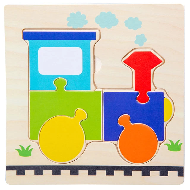 Baby Toys Wooden 3D Puzzle Cartoon Animal Vehicle Wood Jigsaw Puzzles Intelligence Montessori Educational Toys for Children