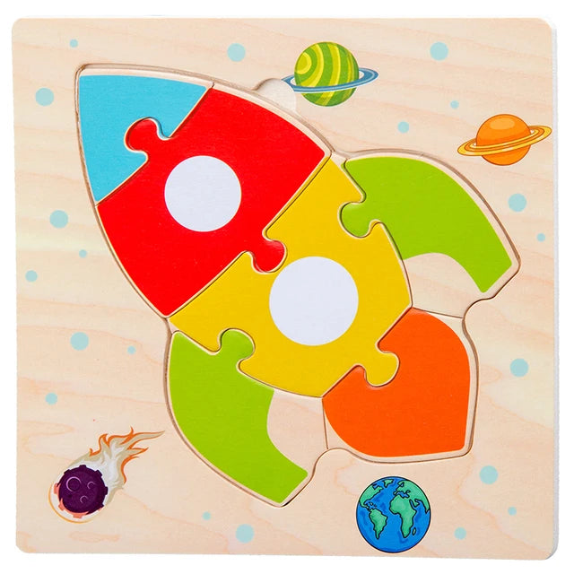 Baby Toys Wooden 3D Puzzle Cartoon Animal Vehicle Wood Jigsaw Puzzles Intelligence Montessori Educational Toys for Children