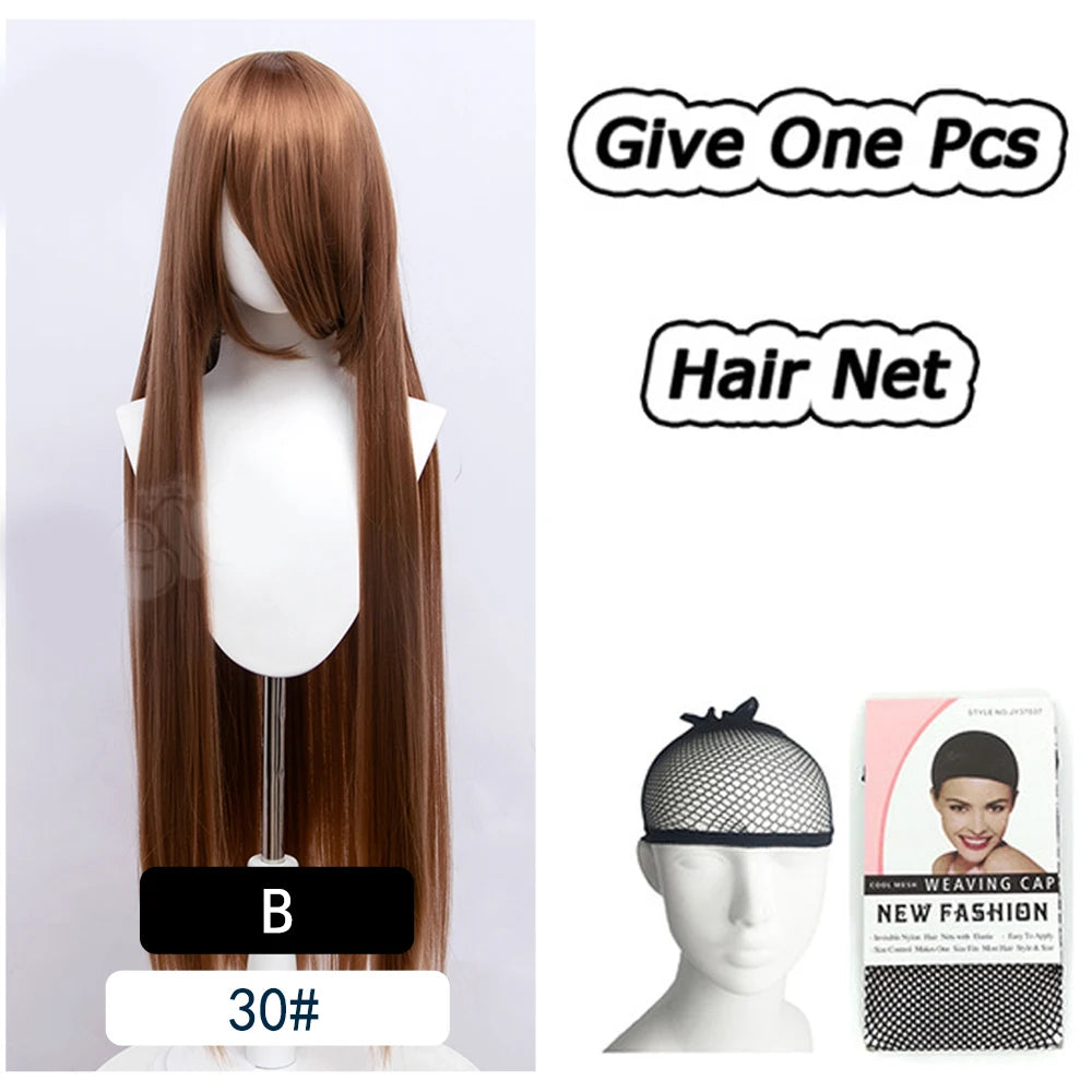 AOSI 100Cm Super Long Straight Synthetic Hair Pink Blonde Colorful Cosplay Wig with Bangs Halloween Lolita Anime Wigs for Women