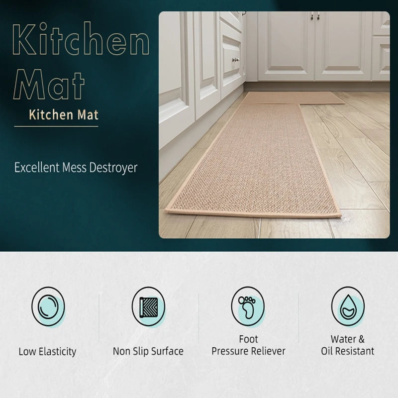Rug Cotton and Linen Kitchen Mat Carpet Door Mat Rugs For Bedroom Water and 0il Absorbing Non-slip Dirt-resistant Waterproof