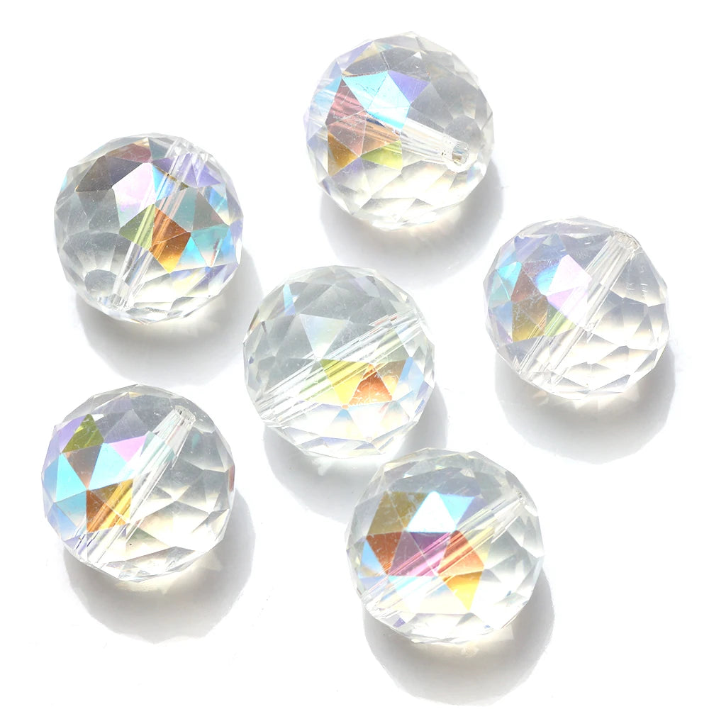 Crystal Beads Jewelry 16mm Glass Round Ball 10pcs/lot Faceted Loose Lampwork Beading For DIY Needlework Accessories