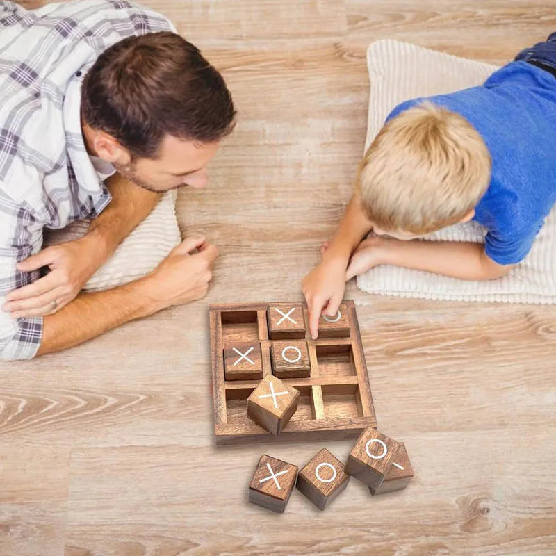Wooden Tic Tac Toe Board Game XO Chess IQ Logic Toys Parent Child Interaction Party Spiele Juegos De Mesas Para Toda La Familia