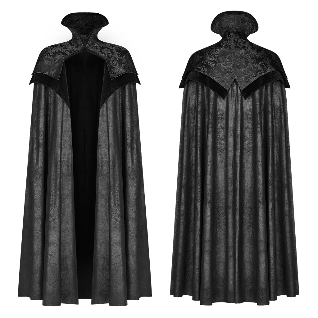 PUNK RAVE Men's Noble Gothic Gorgeous Long Cloak Big Hem Handsome Winter Coat Party Club Halloween Cosplay Cape Mens Coats