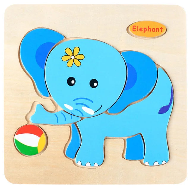 Baby Toys Wooden 3D Puzzle Cartoon Animal Vehicle Wood Jigsaw Puzzles Intelligence Montessori Educational Toys for Children
