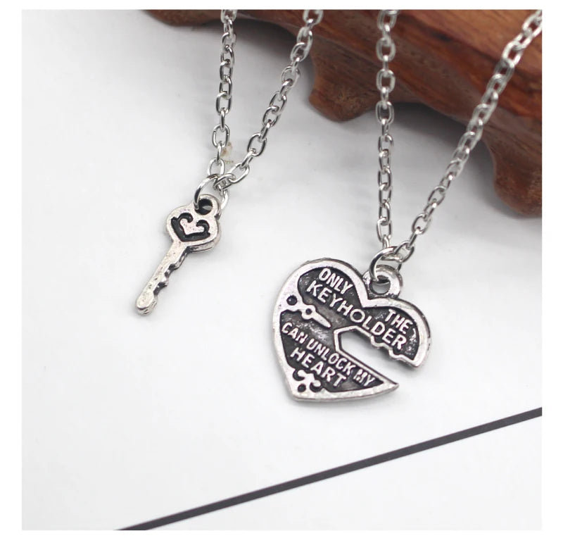 I Love You Best Friends Couple Necklace Jewelry Puzzle BFF Key Lock Tai Chi Heart Pendants Necklaces For Women Men Gift Collier