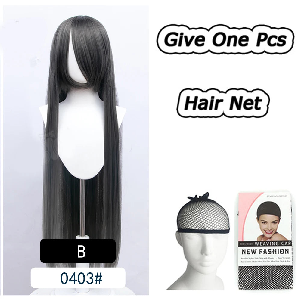 AOSI 100Cm Super Long Straight Synthetic Hair Pink Blonde Colorful Cosplay Wig with Bangs Halloween Lolita Anime Wigs for Women