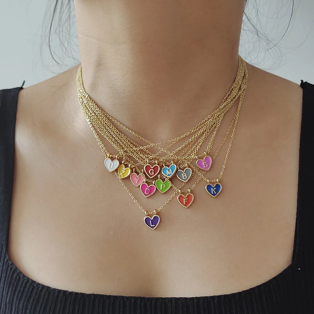 ZX Colorful Enamel Letter A-Z Initial Pendant Necklace For Women Trendy Girls Alphabet Necklace Jewelry Wholesale Jewelry Gifts