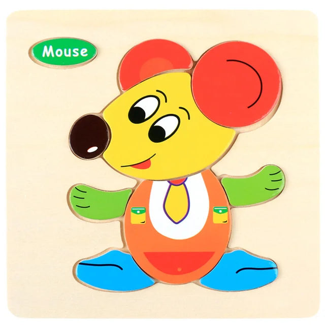 Baby Toys Wooden 3D Puzzle Cartoon Animal Vehicle Wood Jigsaw Puzzles Intelligence Montessori Educational Toys for Children