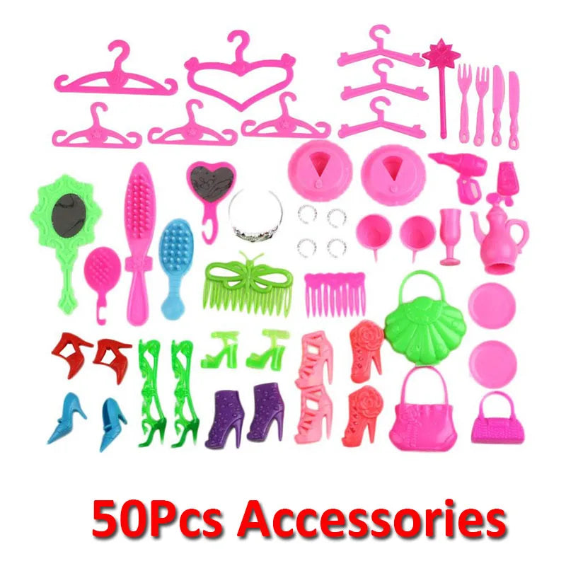 Doll Set Toyss Hobbies Doll Dolls Set Gift for Girl Pink Skirt Clothes Play House Toy Shoes Glasses Handbag Dress