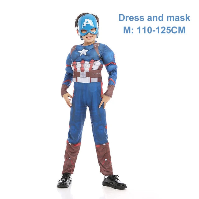 The Avengers Captain America Costume Child Cosplay Super Hero Halloween Role Play Led Shield Mask Sword Launcher Toys For Kids