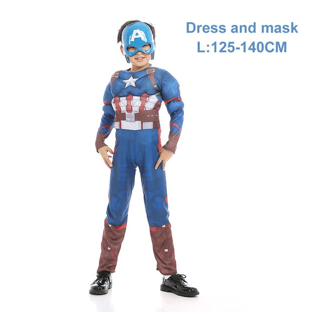 The Avengers Captain America Costume Child Cosplay Super Hero Halloween Role Play Led Shield Mask Sword Launcher Toys For Kids