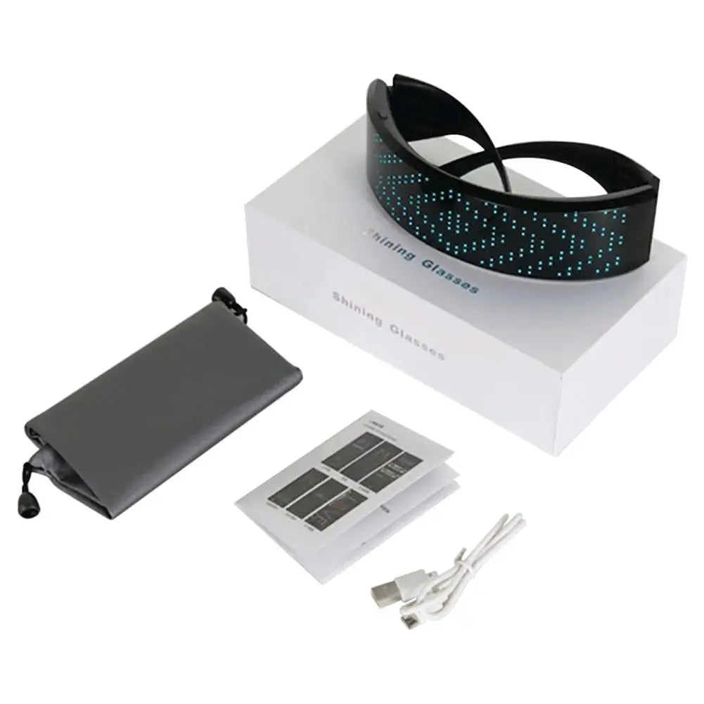 Shining LED Glasses Luminous Futuristic Electronic Visor Glasses Bluetooth Light Up Glasses Halloween Bar Performance Prop APP