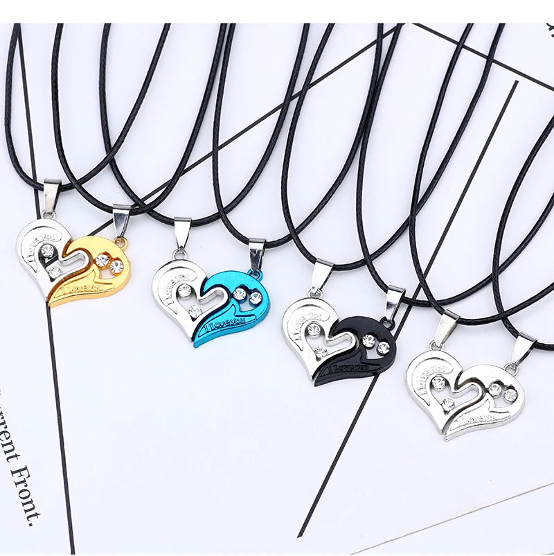 I Love You Best Friends Couple Necklace Jewelry Puzzle BFF Key Lock Tai Chi Heart Pendants Necklaces For Women Men Gift Collier