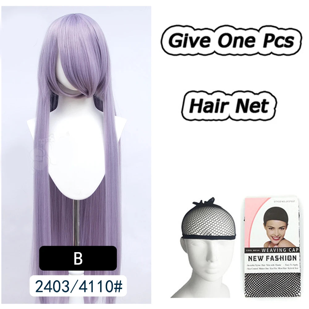 AOSI 100Cm Super Long Straight Synthetic Hair Pink Blonde Colorful Cosplay Wig with Bangs Halloween Lolita Anime Wigs for Women