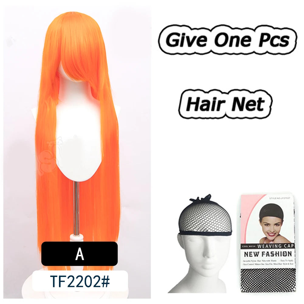 AOSI 100Cm Super Long Straight Synthetic Hair Pink Blonde Colorful Cosplay Wig with Bangs Halloween Lolita Anime Wigs for Women