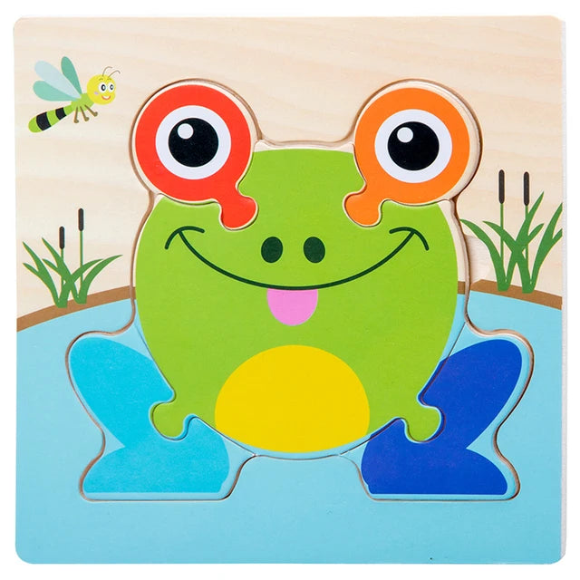 Baby Toys Wooden 3D Puzzle Cartoon Animal Vehicle Wood Jigsaw Puzzles Intelligence Montessori Educational Toys for Children