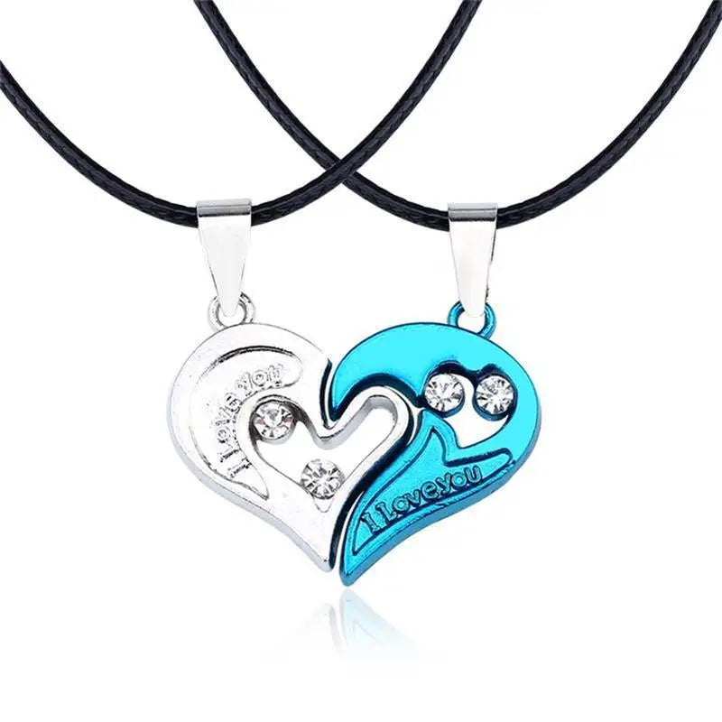 I Love You Best Friends Couple Necklace Jewelry Puzzle BFF Key Lock Tai Chi Heart Pendants Necklaces For Women Men Gift Collier