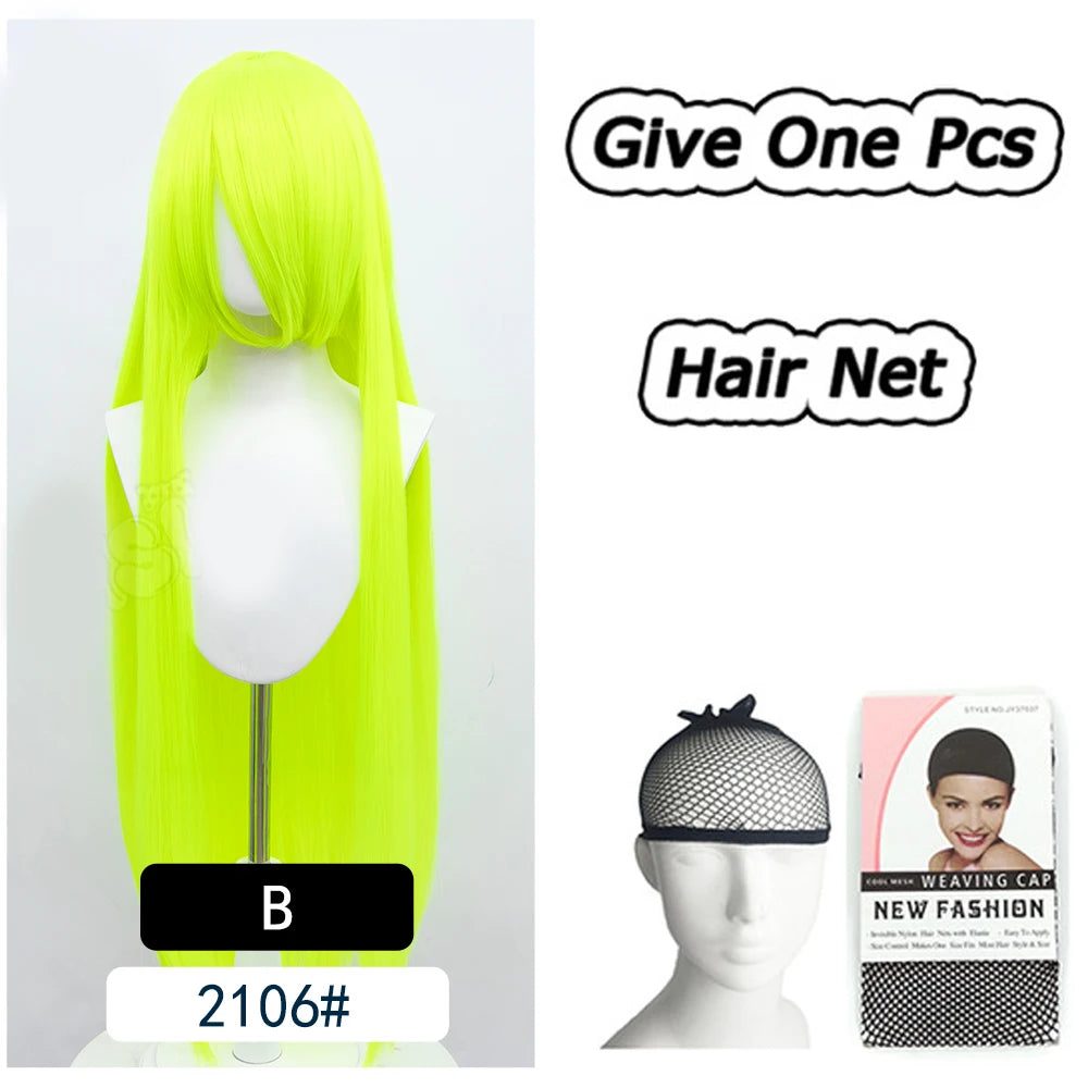 AOSI 100Cm Super Long Straight Synthetic Hair Pink Blonde Colorful Cosplay Wig with Bangs Halloween Lolita Anime Wigs for Women