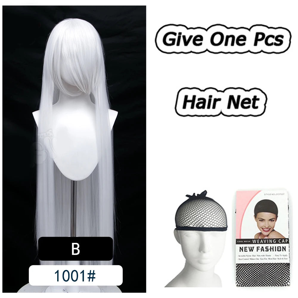 AOSI 100Cm Super Long Straight Synthetic Hair Pink Blonde Colorful Cosplay Wig with Bangs Halloween Lolita Anime Wigs for Women