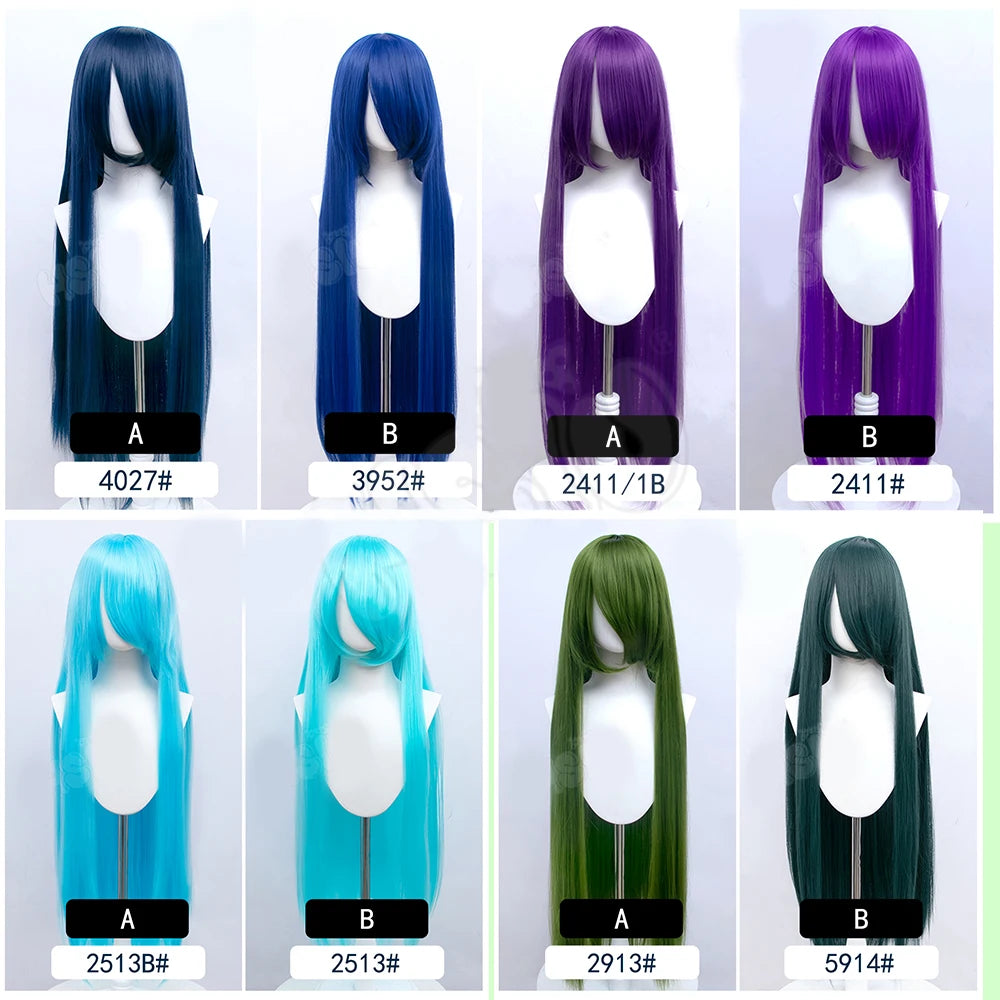 AOSI 100Cm Super Long Straight Synthetic Hair Pink Blonde Colorful Cosplay Wig with Bangs Halloween Lolita Anime Wigs for Women