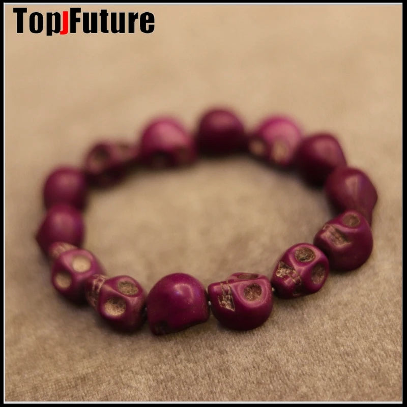 Gothic Lolita Cosplay Harajuku New cool girl skull punk hip hop white black skeleton Turquoise bracelet Halloween Cosplay props