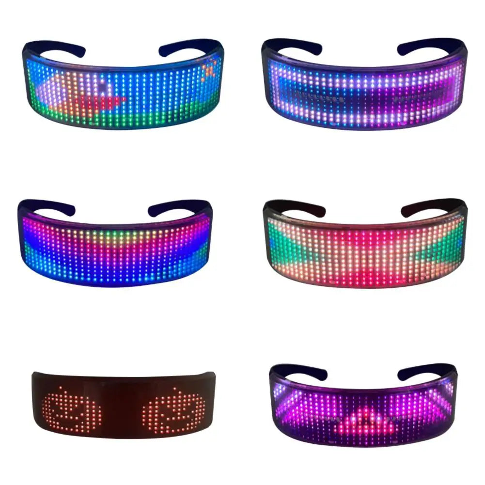 Shining LED Glasses Luminous Futuristic Electronic Visor Glasses Bluetooth Light Up Glasses Halloween Bar Performance Prop APP