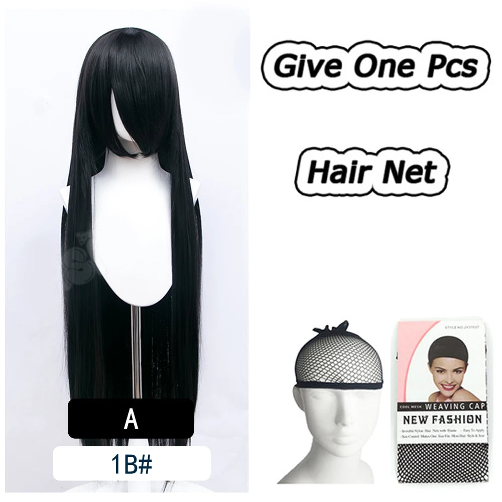 AOSI 100Cm Super Long Straight Synthetic Hair Pink Blonde Colorful Cosplay Wig with Bangs Halloween Lolita Anime Wigs for Women