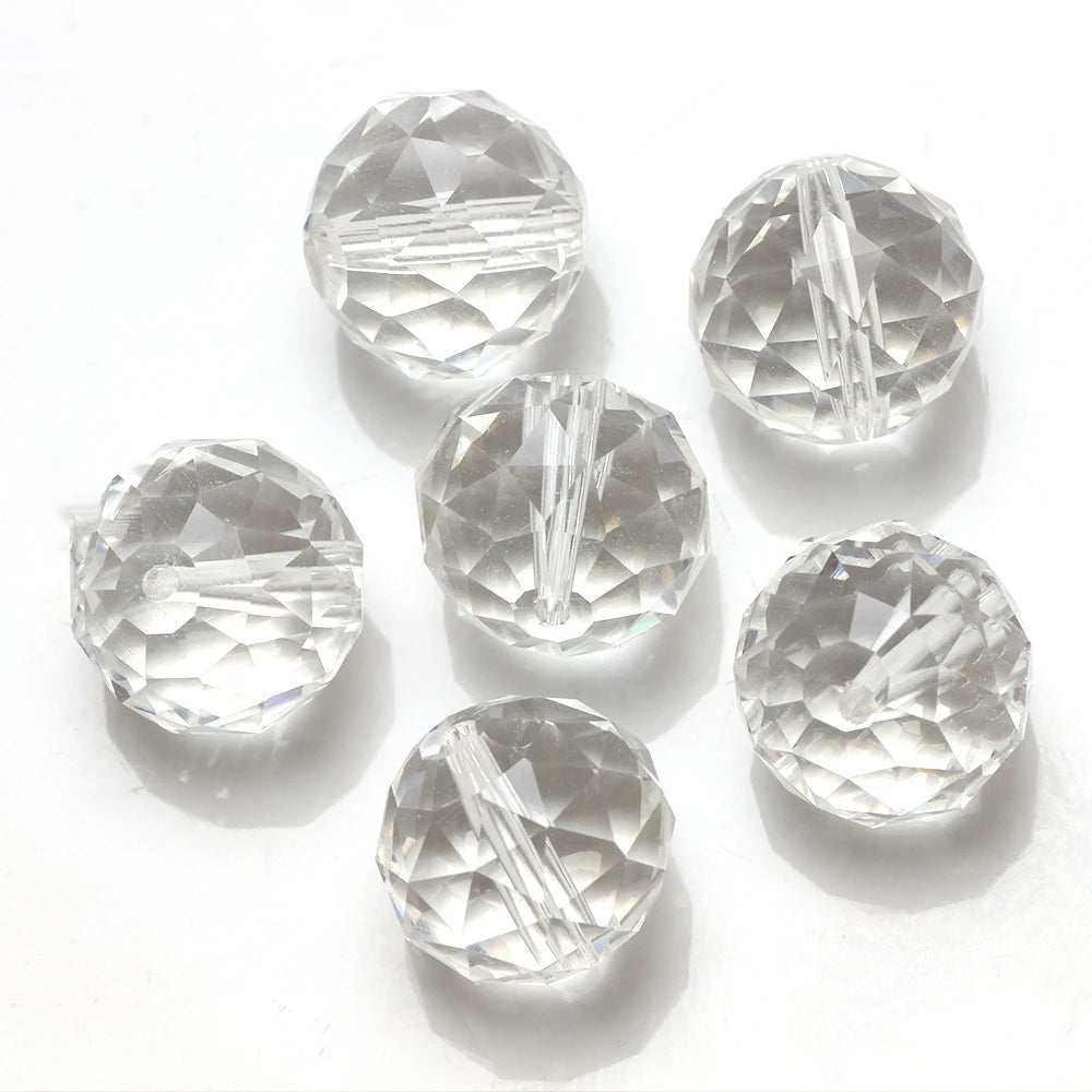 Crystal Beads Jewelry 16mm Glass Round Ball 10pcs/lot Faceted Loose Lampwork Beading For DIY Needlework Accessories