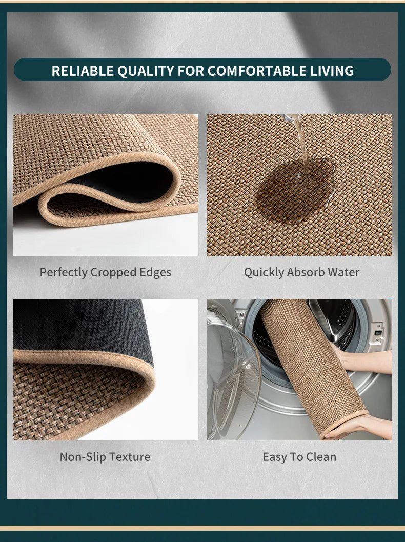 Rug Cotton and Linen Kitchen Mat Carpet Door Mat Rugs For Bedroom Water and 0il Absorbing Non-slip Dirt-resistant Waterproof