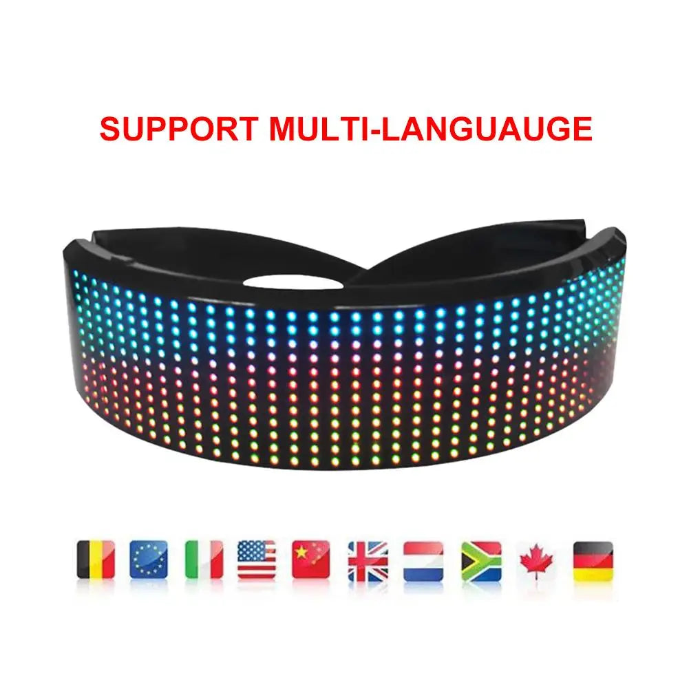 Shining LED Glasses Luminous Futuristic Electronic Visor Glasses Bluetooth Light Up Glasses Halloween Bar Performance Prop APP