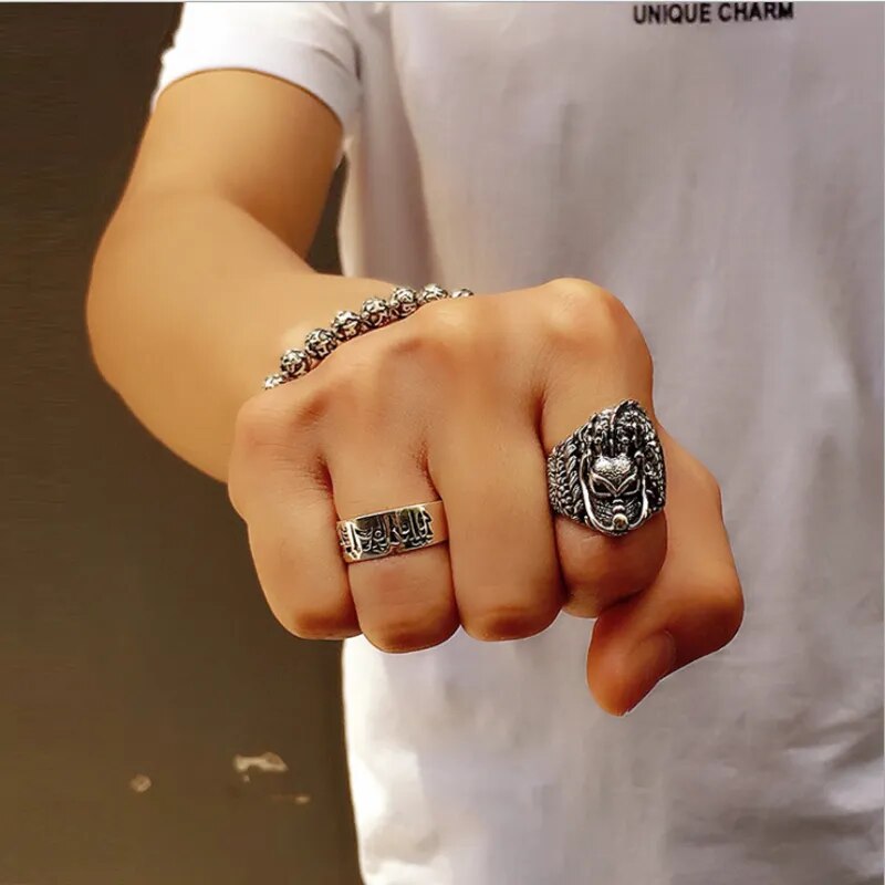 BOCAI New 100% S925 Silver Retro Personality Domineering Dragon Head Men's Ring Fashion Good Luck Jewelry Accessories