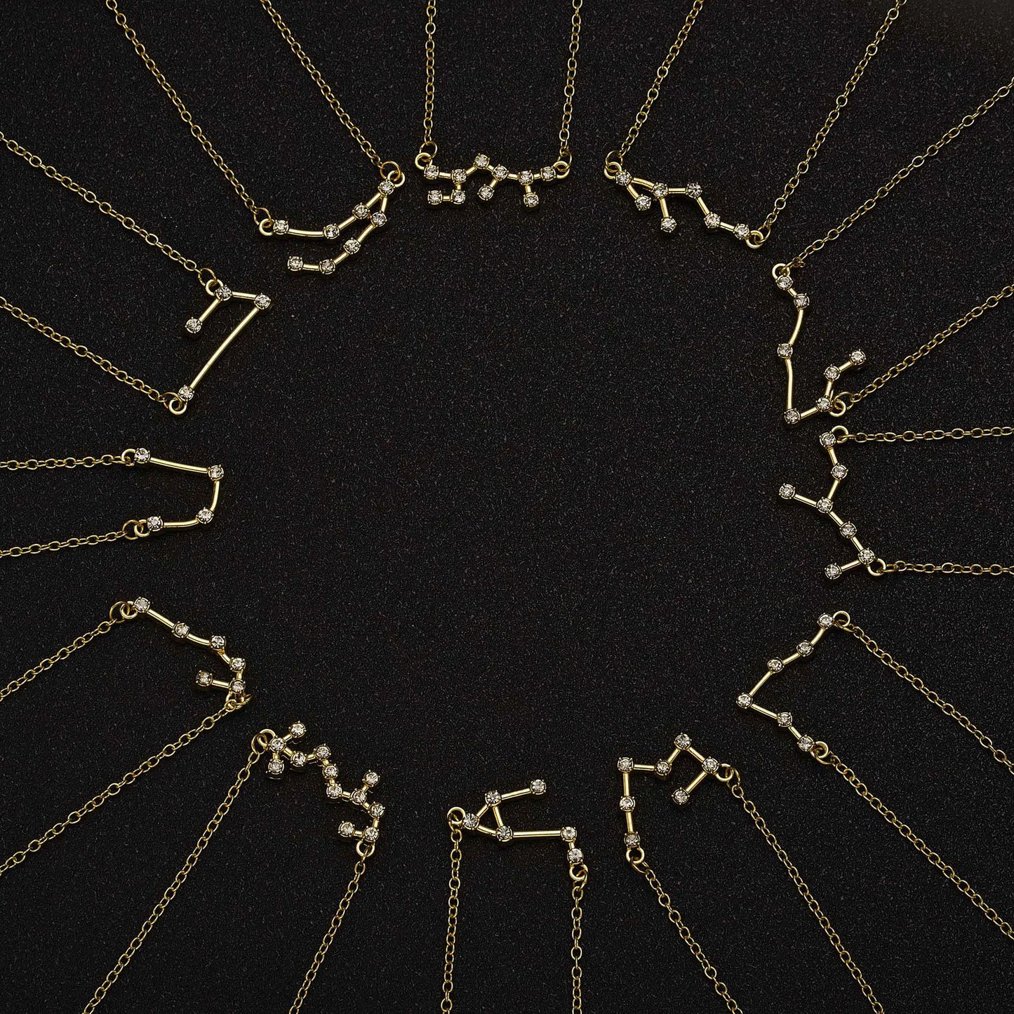 3Pcs/set 12 Zodiac Sign Necklaces Set For Women Constellation Pendant Chain Choker Birthday Jewelry With Cardboard Card