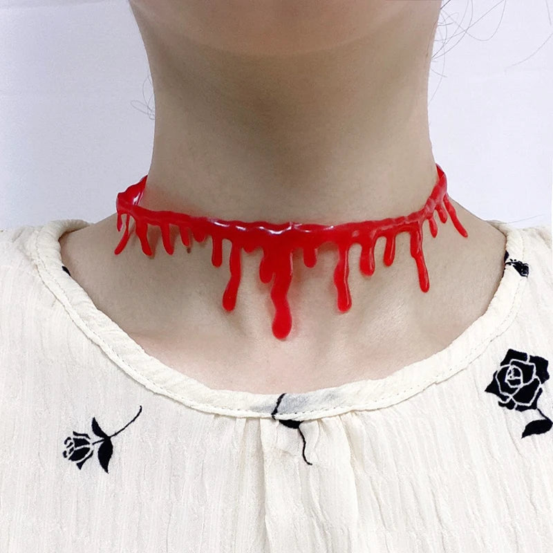 Halloween Blood Necklace Women Chokers Necklaces Halloween Party DIY Decorations Horror Props Kids Toy Gift Haunted House