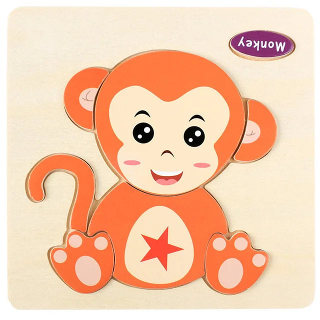Baby Toys Wooden 3D Puzzle Cartoon Animal Vehicle Wood Jigsaw Puzzles Intelligence Montessori Educational Toys for Children