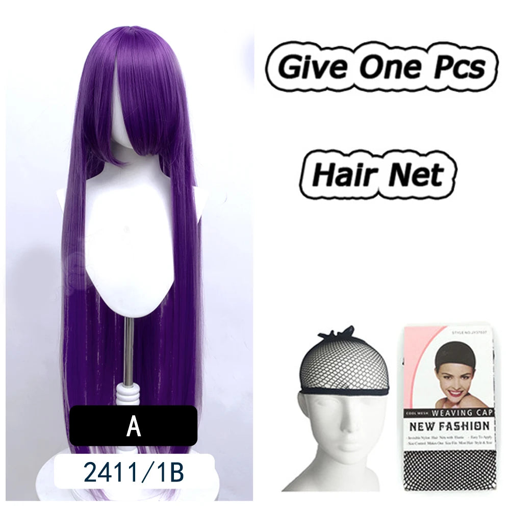 AOSI 100Cm Super Long Straight Synthetic Hair Pink Blonde Colorful Cosplay Wig with Bangs Halloween Lolita Anime Wigs for Women