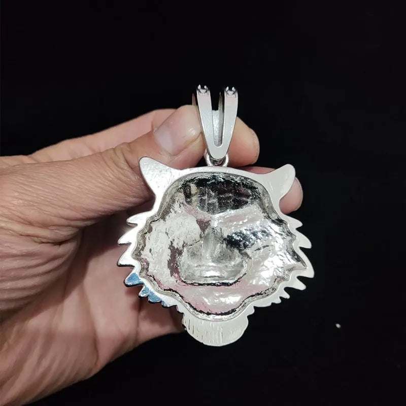 Hip Hop 3D Tiger Pendant Necklace with 13mm Crystal Cuban Chain HipHop Iced Out Bling Necklaces Men Women Fashion Charm Jewelry