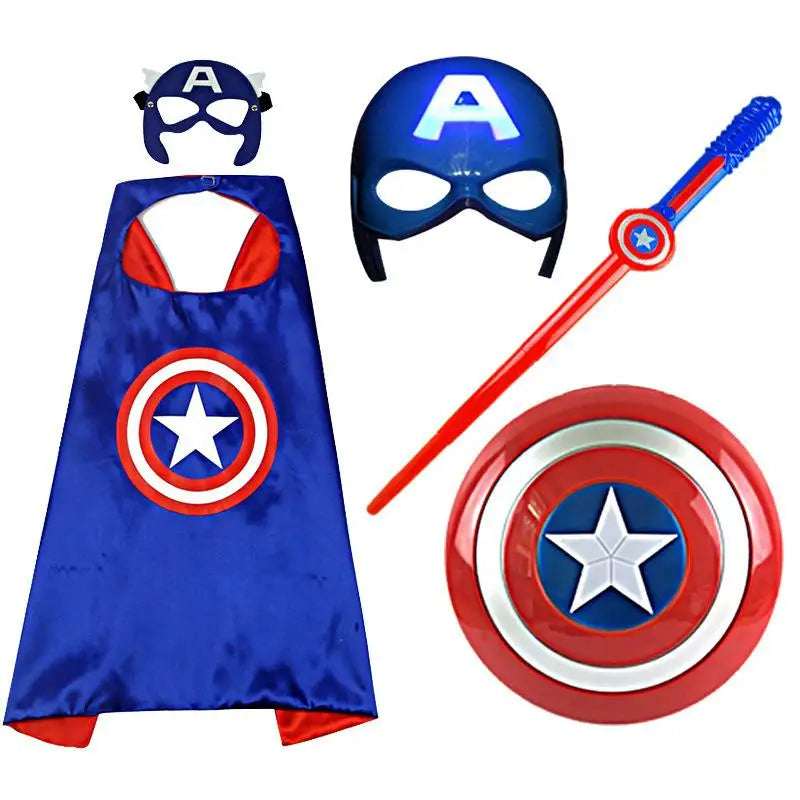 The Avengers Captain America Costume Child Cosplay Super Hero Halloween Role Play Led Shield Mask Sword Launcher Toys For Kids