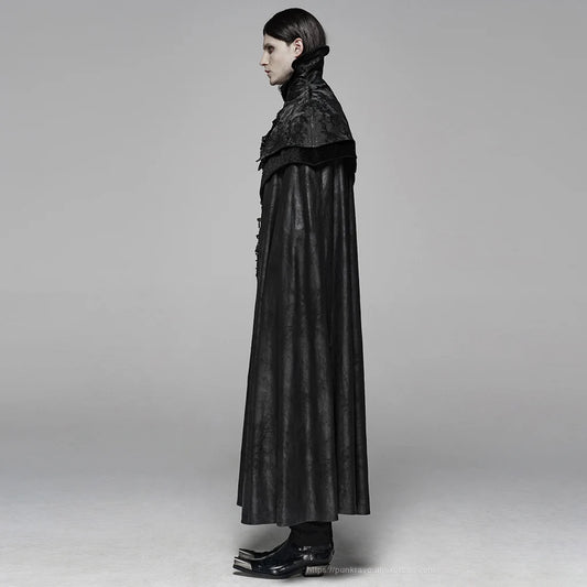PUNK RAVE Men's Noble Gothic Gorgeous Long Cloak Big Hem Handsome Winter Coat Party Club Halloween Cosplay Cape Mens Coats